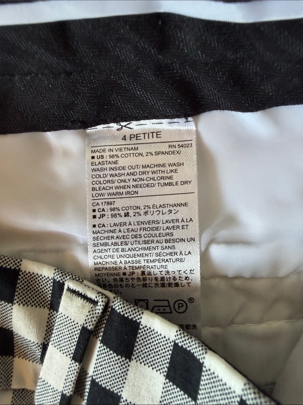 Banana Republic Navy Gingham Ryan Fit Pants size 4P - Picture 7 of 10